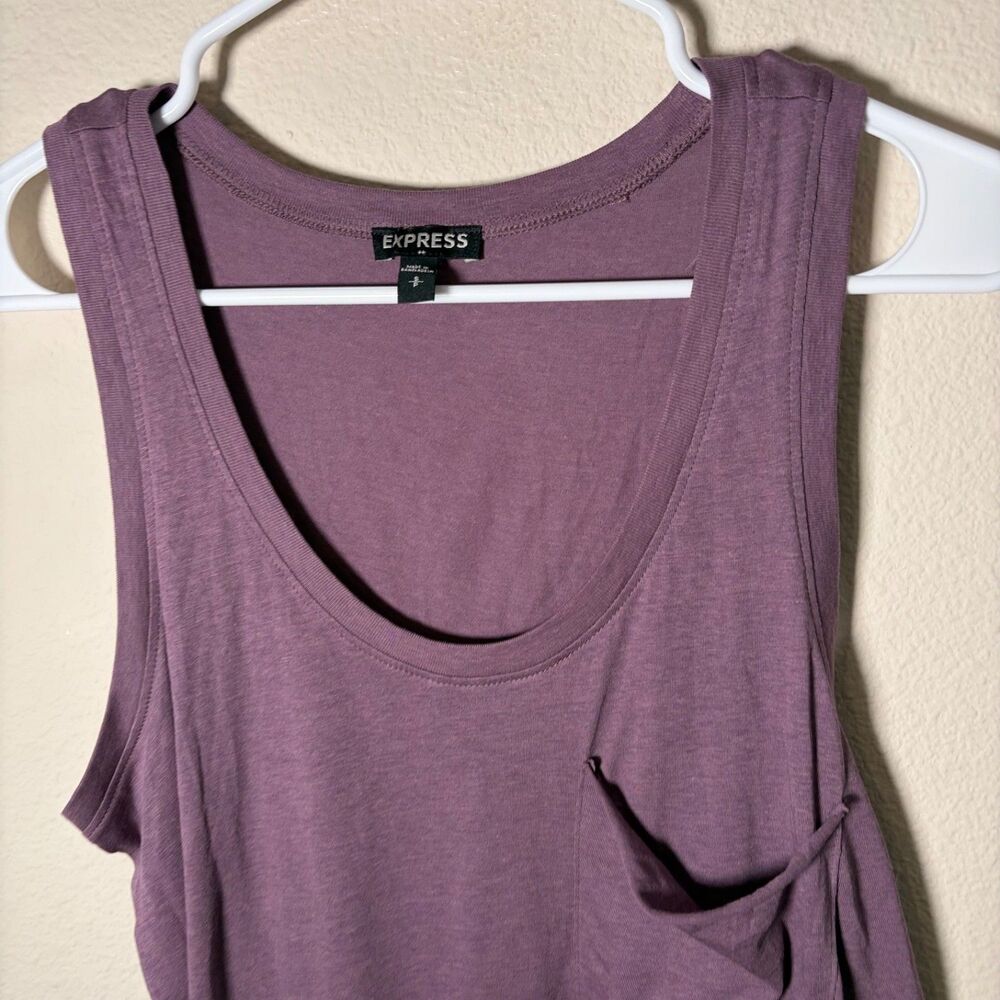 Express Tank Top Women's Small Purple Sleeveless Round Neck Pocket Shirt - Picture 3 of 9